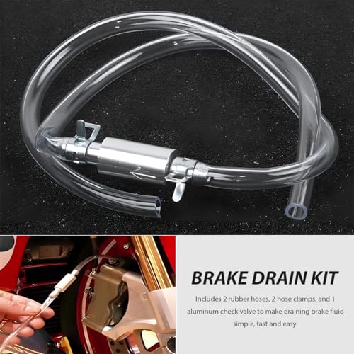 Car Brake Bleeder Hose, One Way Check Valve Clutch System Bleeding Tool Kit with Tube & Clamp, Hydraulic Brake Fluid Bleeder Hose Replacement for Most Cars Motorcycles