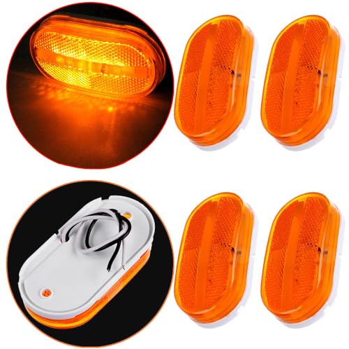 4x Amber Len 6 Led Oblong LED Trailer Side Marker Light