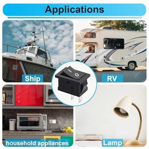TWTADE 8Pcs 12V Rocker Switch On/Off 2 Pin 2 Position SPST Car Auto Boat Rocker Toggle Switch AC 6A/250V 10A/125V KCD1-1-101 - color: Black-ON/Off - KCD1, size: Narrow Rectangle