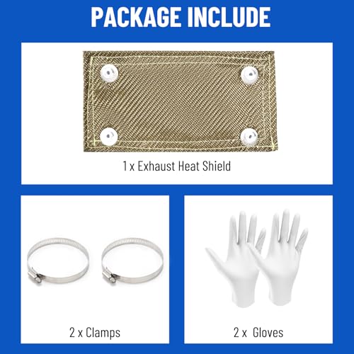 Titanium Pipe Shield, 4" x 8" Exhaust Heat Shield with Gloves - size: 4" x 8"