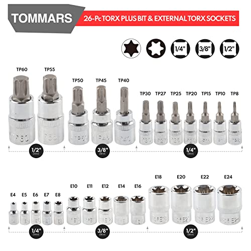 TOMMARS 60-Pc Master Torx Bit Socket & External Socket Set - style: Torx Bit Socket and External Torx Socket Set