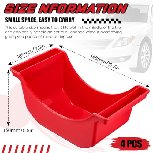 Gisafai 4 Pieces Oil Drain Pan for Wheels Plastic Truck and Trailer Wheel Pan Reusable Oil Drip tool for Wheels(Red)