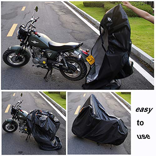 SEAZEN Motorcycle Cover Waterproof Outdoor, 5 Layer Heavy Duty Motorcycles Vehicle Cover Dustproof UV Protection with Night Reflective Straps and Lock-Holes (Motorcycle-XXL UP to 114") - size: Motorcycle-XXL UP To 114"