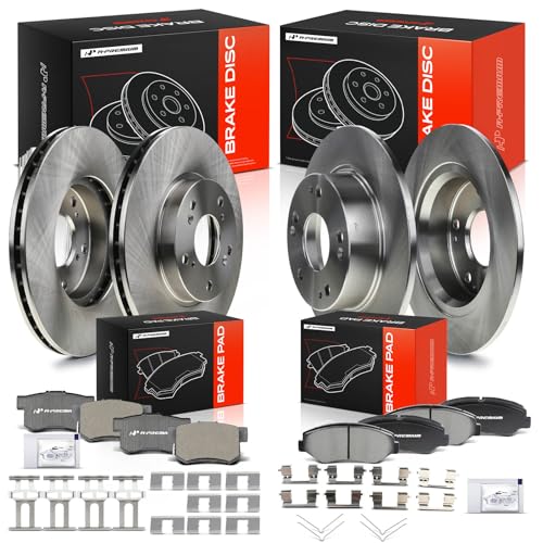 A-Premium Front Vented and Rear Solid Brake Rotors and Ceramic Pads Kit - style: 2011-2014