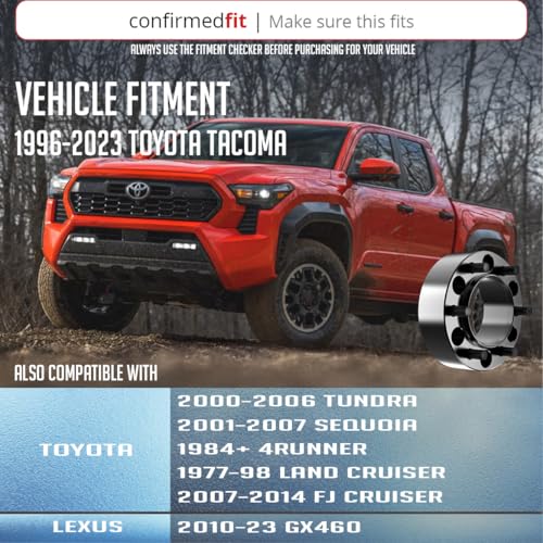 Wheel Accessories Parts 4 Pcs Hub Centric Wheel Spacers Adapters 6x5.5 6x139.7mm 2 Inch Thick 106.1mm Hub M12 1.5 12x1.5 Thread Stud Fits Toyota 4-Runner | Tacoma | Tundra | FJ Cruiser - size: 2" (4 Pack), style: 00-24 Tacoma (Hub Cebtric)