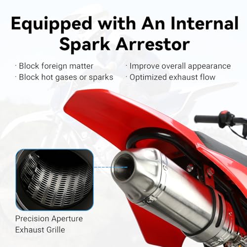EOPOAYI Stainless Steel 1.1 Inch Motorcycle Muffler Compatible with 125cc 110cc Pit Dirt Bike SSR Taotao Coolster Apollo, Universal 28mm Exhaust Silencer for ATV 4 Wheeler Mini Bike Go Kart Parts
