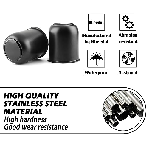 2Pcs 3.19" OD 3.62" H Trailer Wheel Center Caps with Removable Top - color: Matt Black, size: 3.19" OD 3.62" H