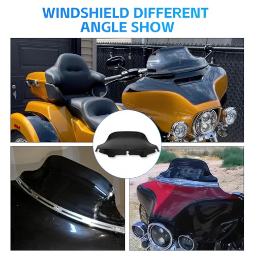 Rich Choices 8" Motorcycle Black Wave Windshield Windscreen Compatible with 1996-2013 Harley Davidson Street Glide Electra Glide Ultra Classic Touring FLHT FLHTC FLHX Tri Glide - color: Black, size: 8inch