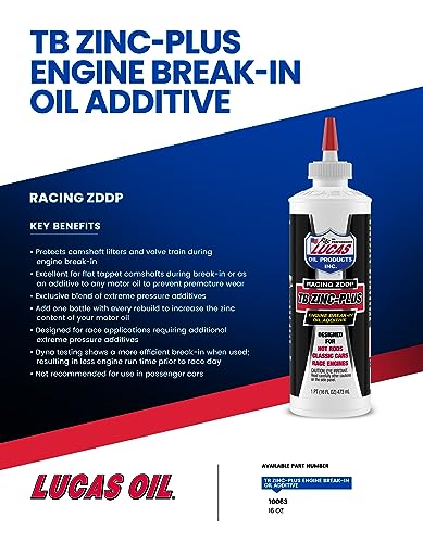 Lucas Oil 10063 Engine Break in Oil Additive w/TB Zinc Plus - 16 Ounce