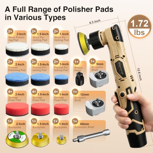 Cordless Mini Polisher, DA&RO Mini CarBuffer Polisher - style: 2*Batteries Kit