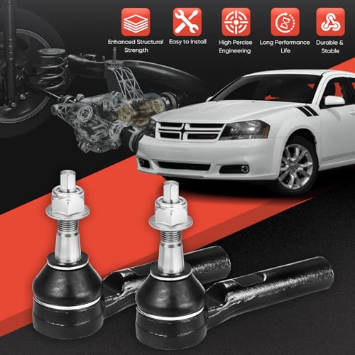 2PCS Front Outer Tie Rod Ends ES800408 LH & RH, Tie Rod End Kit Fit for Chrysler 200 Sebring Cirrus Dodge Avenger Caliber Journey Jeep Compass Patriot 2007-2020 - size: ES800408