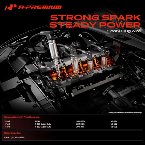A-Premium 7MM Spark Plug Wires Set of 8, 6.2L V8 Compatible with Ford