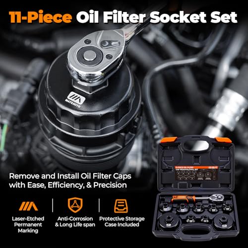 11 Piece Oil Filter Socket Wrench Set