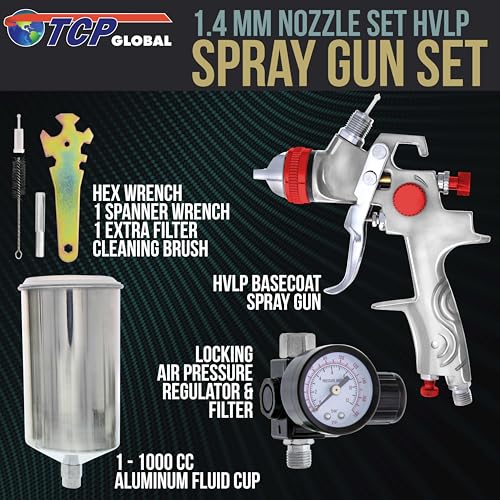 TCP Global Professional HVLP Spray Gun 1.4mm - Gravity Feed Auto Paint Gun - size: 1.4mm