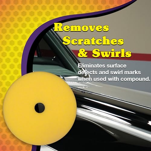 Wizards Yellow Foam Cut Buffing Pad - Orbital Buffer - 8.5" x 1.25" - color: Foam Cut Buff Pad