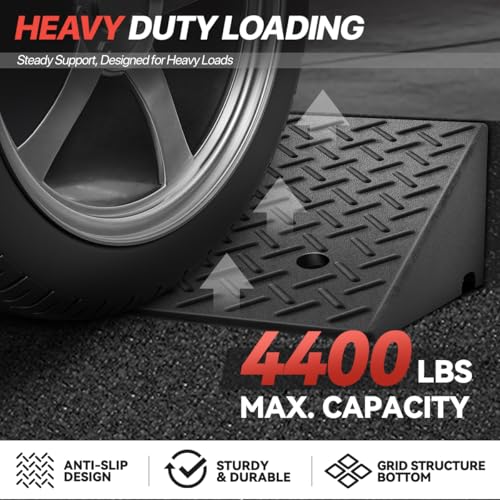 7.9" Rise Rubber Curb Ramp for Forklift, Driveway Sidewalk, Heavy Duty Car - size: 7.9" Rise