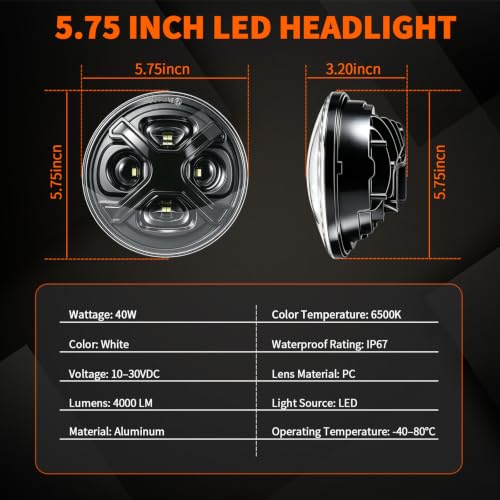 5.75 Inch Motorcycle Headlight with X-style DRL for Dyna Sportster Softail - color: Smoked Black X-Style DRL