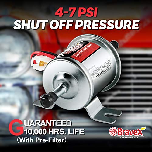 Electric Fuel Pump - Inline fuel pump Low Pressure HEP-02A (4-7 PSI), 12V Fuel pump Electric Fuel Pump 12v for Carburetor Lawn Mower Transfer Pump - size: 4-7 PSI