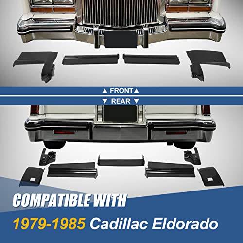 Auto Dynasty 11-Pieces Factory Style Front Rear Bumper Filler Panel Kit Compatible with Cadillac Eldorado 1979-1985, Bare Black
