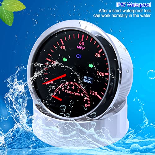 ARTILAURA GPS Speedometer 0-120MPH with Tachometer 8000 RPM Gauge 85mm 3-3/8" Boat GPS Speedometer Gauge with Antenna for Car Marine (Black and Silver) - color: Black and Silver, size: 120MPH and 8000RPM