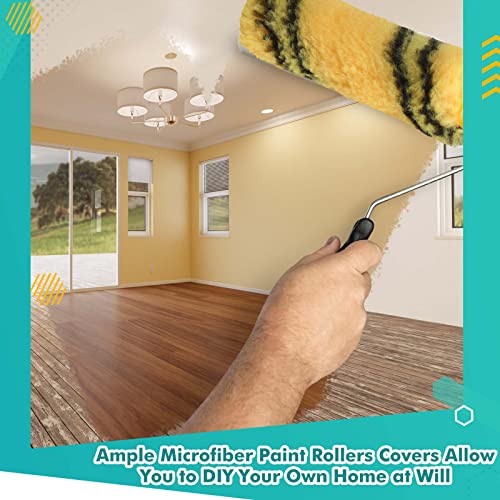Leumoi 100 Pcs 4 Inch Microfiber Paint Roller Covers, Black Yellow - color: Black Yellow