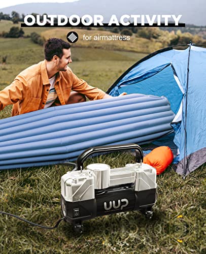 UUP Portable 12V Air Compressor, 150 PSI Tire Inflator with Dual Cylinders - color: Black1