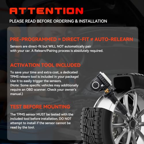 TPMS Sensors,4PCS Ford 315MHz Tire Pressure Sensors with 50449 Relearn Tool - size: F2GZ1A189A
