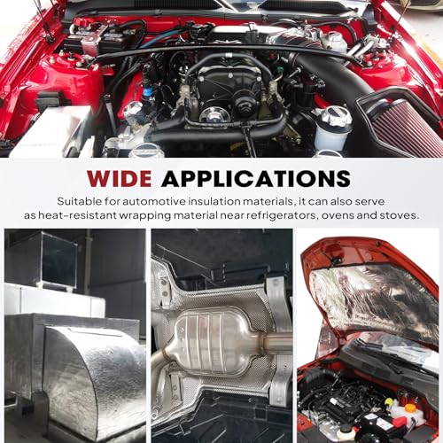 190mil Heat Shield Aluminum Foil Mat High Temperature 2300℉ Ceramic Fiber Barrier Insulation Thermal Shield Material Sheet Protection (None-Adhesive, 80" x 24") - size: 190mil-80" x 24", style: None-Backing Paper