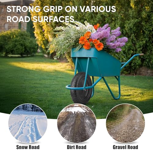 TICONN 4.80/4.00-8 Tire, 14.5" Flat Free Wheelbarrow Tire and Wheel - color: Black, size: 14.5" (1 Pack)