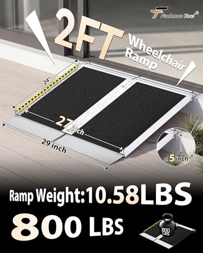 FACHNUO 2 FT Wheelchair Ramps for Doorways, Seamless Threshold Ramp - size: 2FT