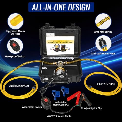 Electric Oil Change Extractor Pump 12/24V 100W Fluid Transfer Pump - color: black-b
