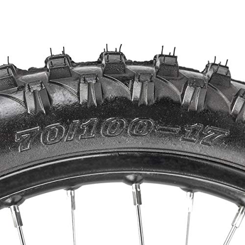 70/100-17 Wheel Tire and Rim With 15mm Bearing & Brake Disc Rotor & Hydraulic Disc Brake Caliper Master Cylinder & Rim Axle & Fork Shocker and Triple Clamp Handlebar Riser Set for Dirt Pit Trail