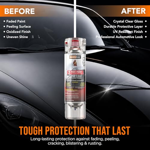 SAMURAI 2K Clearcoat Spray - Car - UV & Rust Resistant, Flat Clear 11.3 oz