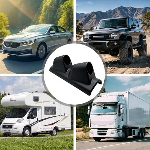 Universal Black 2" 52mm Triple 3 Hole Pillar Gauge Pod Holder, Automotive Housing Pods, ABS Plastic Auto Dash Mount Bracket, Dashboard Meter Cup Holder for Cars, Trucks (A/Double) - color: A/Double