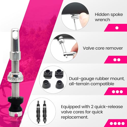 RideNow 45 mm Tubeless Presta Valve Stems, 7075 Aluminum, Silver, Pair - color: Silver, size: 45mm