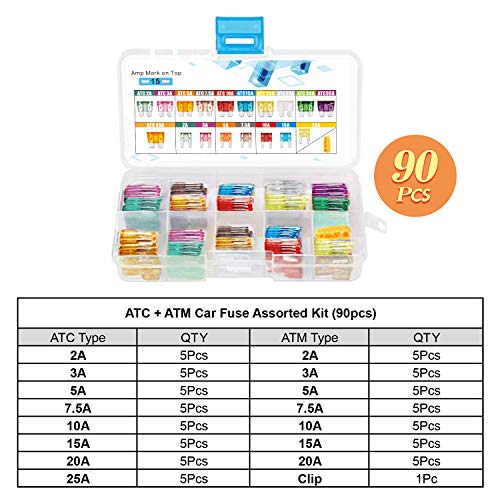 Chanzon 90pcs 18Values Standard & Mini Car Blade Fuse Assotrment ATC ATM - style: 90Pcs Standard & Mini