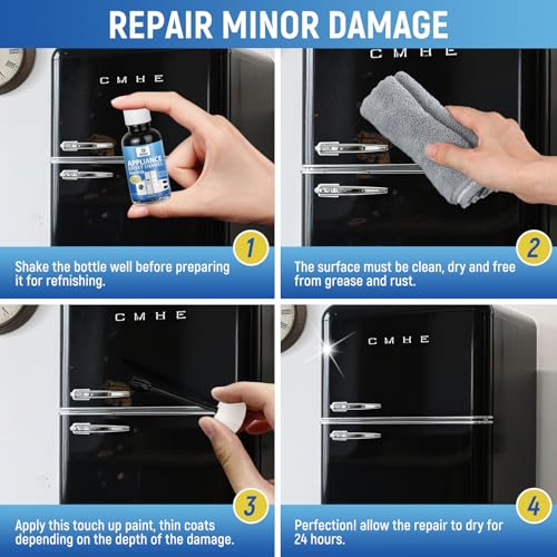 Appliance Paint Black Appliance Acrylic Touch Up Paint Enamel High-Gloss Black Touch Up Paint Pen Scratch Repair for Appliances Refrigerators Metal Surfaces Dishwasher Dryer Microwave Washers 1.5oz - color: Gloss Black