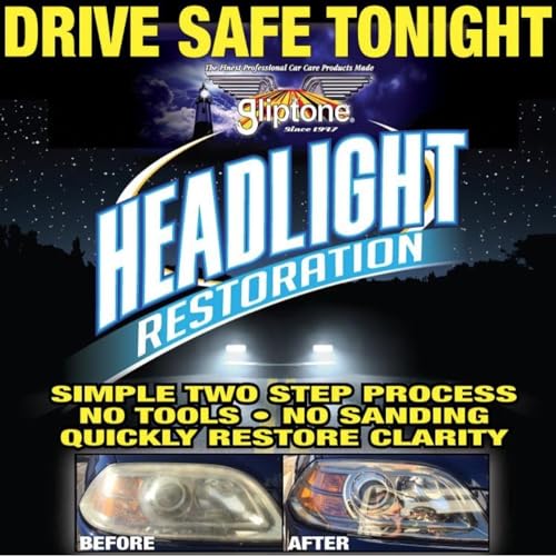 Gliptone Headlight Restoration Kit, Restores 4 Headlights, Guaranteed, Easy 2 Step Process, 7 Piece Kit, No Sanding or Tools Required