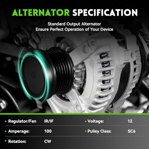 11402N New Alternator Replacement for 2009-2012 Toyota RAV4, 12-15 Camry, 2011-2016 Scion TC,100A 2.5L L4, 11402 2706036010 1042102270 27060-36011 27060-0V010 104210-8431 - size: 11402N