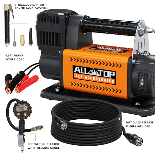 ALL-TOP Air Compressor with Digital Pressure Gauge Tire Inflator Kit, 12V Portable Inflator 7.06ft³/Min, Offroad Air Pump for Truck Tires, Heavy Duty Max 150 PSI for 4x4 Vehicle & RV - color: 200 L/Min, With Digital Inflator