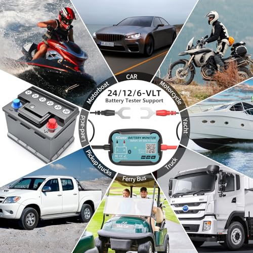 6V 12V 24V Bluetooth Battery Monitor BM7–Work for All Lead-Acid & Lithium Battery with Charging, Cranking System Test & Auto Alarm – Waterproof Voltmeter for Cars, Vans, Trucks, Motorcycles, Boats - style: For 6-24V Lead-Acid & Lithium Battery