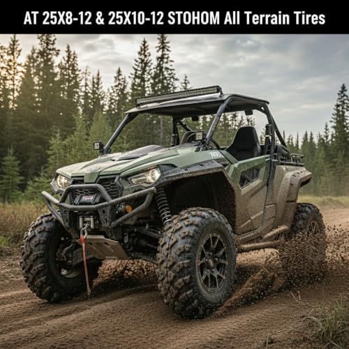 AT25x8-12 Tires ATV Tire ATV&UTV Trail Sand Off-Road Tire 25x8-12, All Terrain Tires 12mm Tread Depth 25x8x12-6 PR, Tubeless 2PCS - size: DAV101 25X8-12