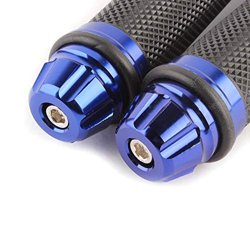 Motorcycle 7/8" CNC Hand Grips Aluminum Rubber Gel Handlebar for Sport Bike(Red) - color: Blue