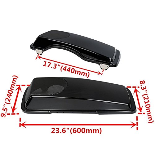 XMT-MOTO Hard Saddlebag Lids w/5 x7 speaker grilles Fit for Harley Touring - style: Vivid Black 5x7 Saddlebag Lids (No Speaker,93-13)