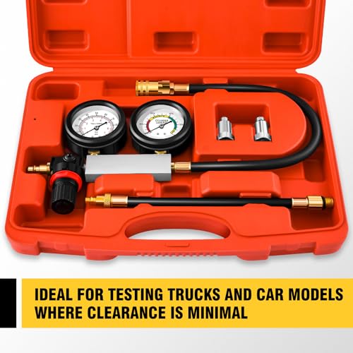 DNA Motoring TU-21 Cylinder Leak Down Tester Kit Automotive Engine Pressure Gauges Compression Test Leakage Detector Tool Set, TOOLS-00335 - style: Gauge Compression Tester