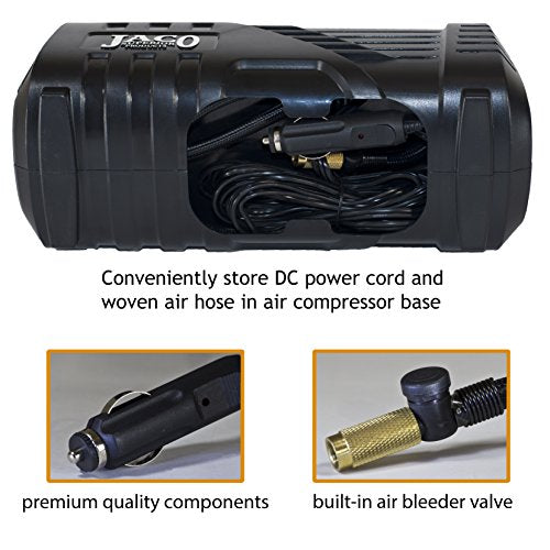 JACO SmartPro 2.0 AC/DC Digital Tire Inflator Pump - Automatic Portable Air Compressor (12V DC, 110-120V AC)