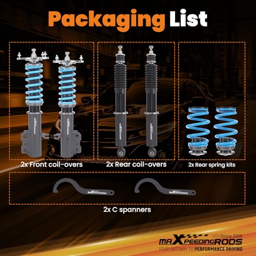 maXpeedingrods Coilover for Nissan Cube (Z12) 2009-2014, 24 Levels Damper Adjustable Coilovers Suspension Kit, Height Adjustable T6 Upgraded Lowering Kits Blue
