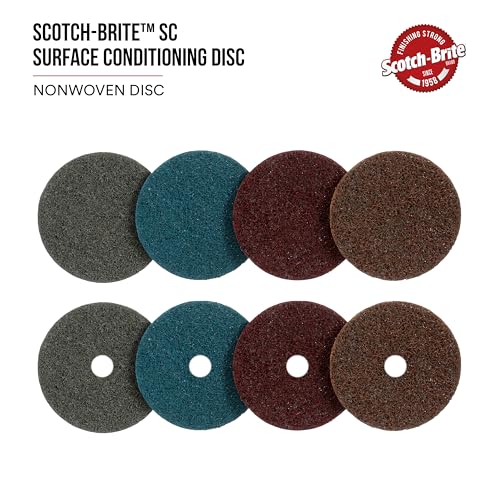 3M Scotch-Brite Surface Conditioning Disc for Sanding – Metal Surface Prep – Hook and Loop – Aluminum Oxide – Very Fine Grit – 5” diam. – Pack of 10