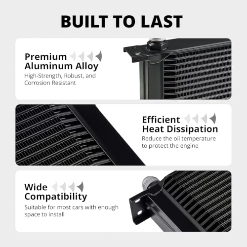 EVIL ENERGY 10 Row Oil Cooler Kit, 10AN Engine Cooler Radiator Universal - size: 10 Row