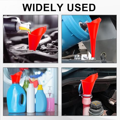 Long-Neck Oil Funnel for Automotive – Multi-Function Plastic Funnel for Oil, Gas & Lubricants – Universal Car Accessory (Red (1-Pack)) - color: Red (1-Pack)